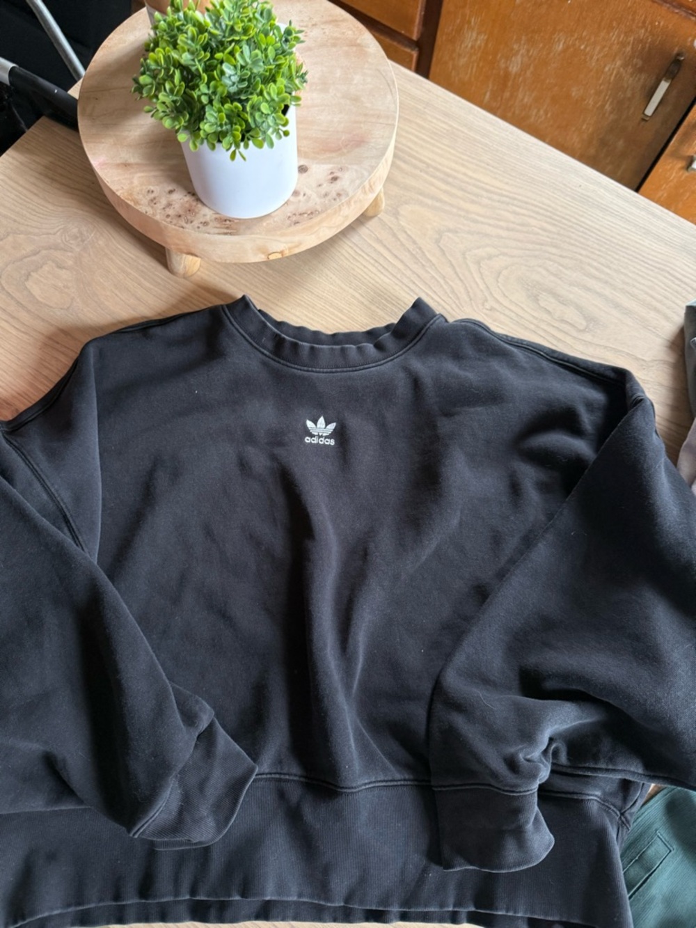 adidas Black Women's Crewneck Sweatshirt with White Trefoil